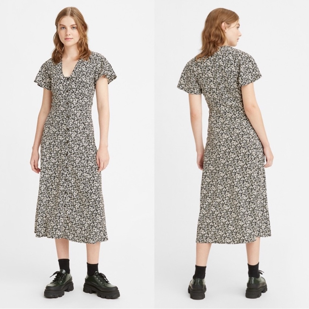 Levi's Black and White Floral Midi Dress
